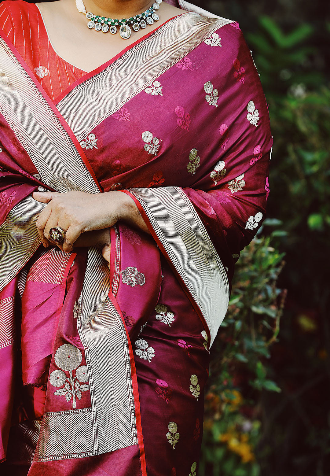 Wine colour pure banarasi silk saree