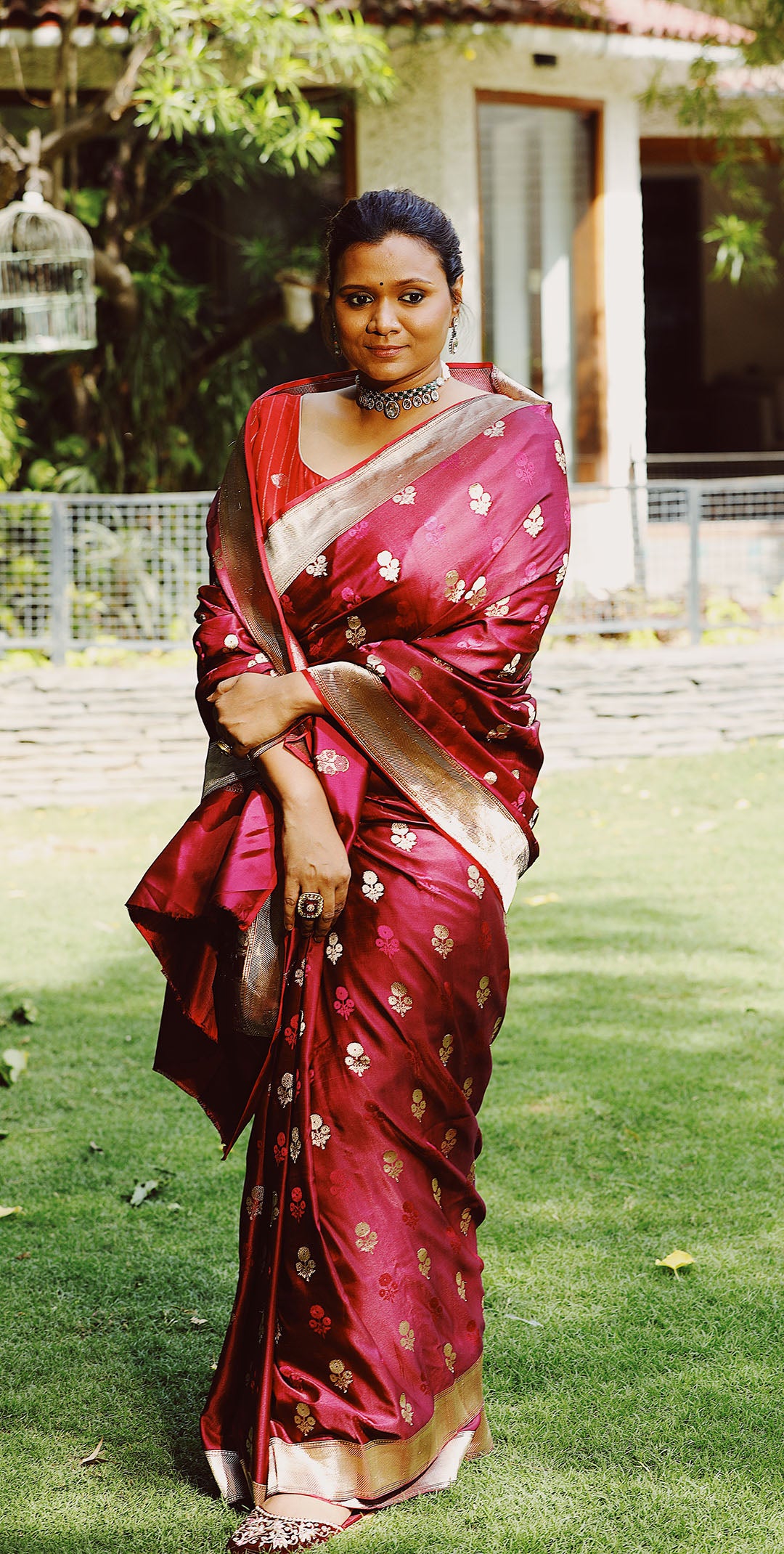 Wine colour pure banarasi silk saree