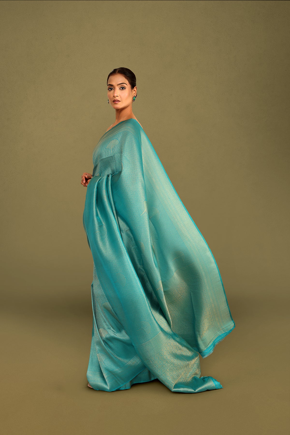 Sea Green Tanchoi Brocade Banarasi Silk Saree