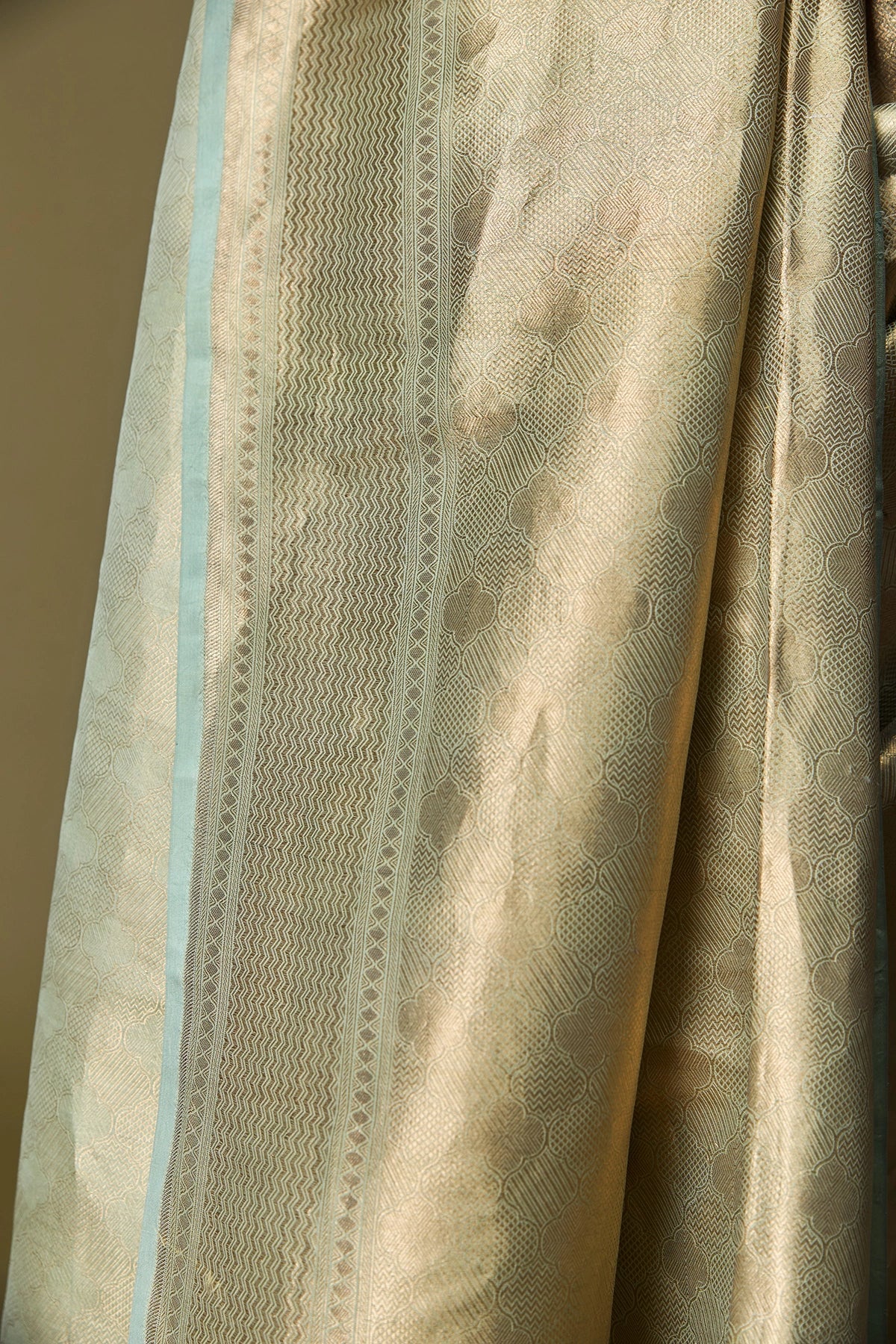 Mint Green Mashru Silk Banarasi Saree with Zari Weave