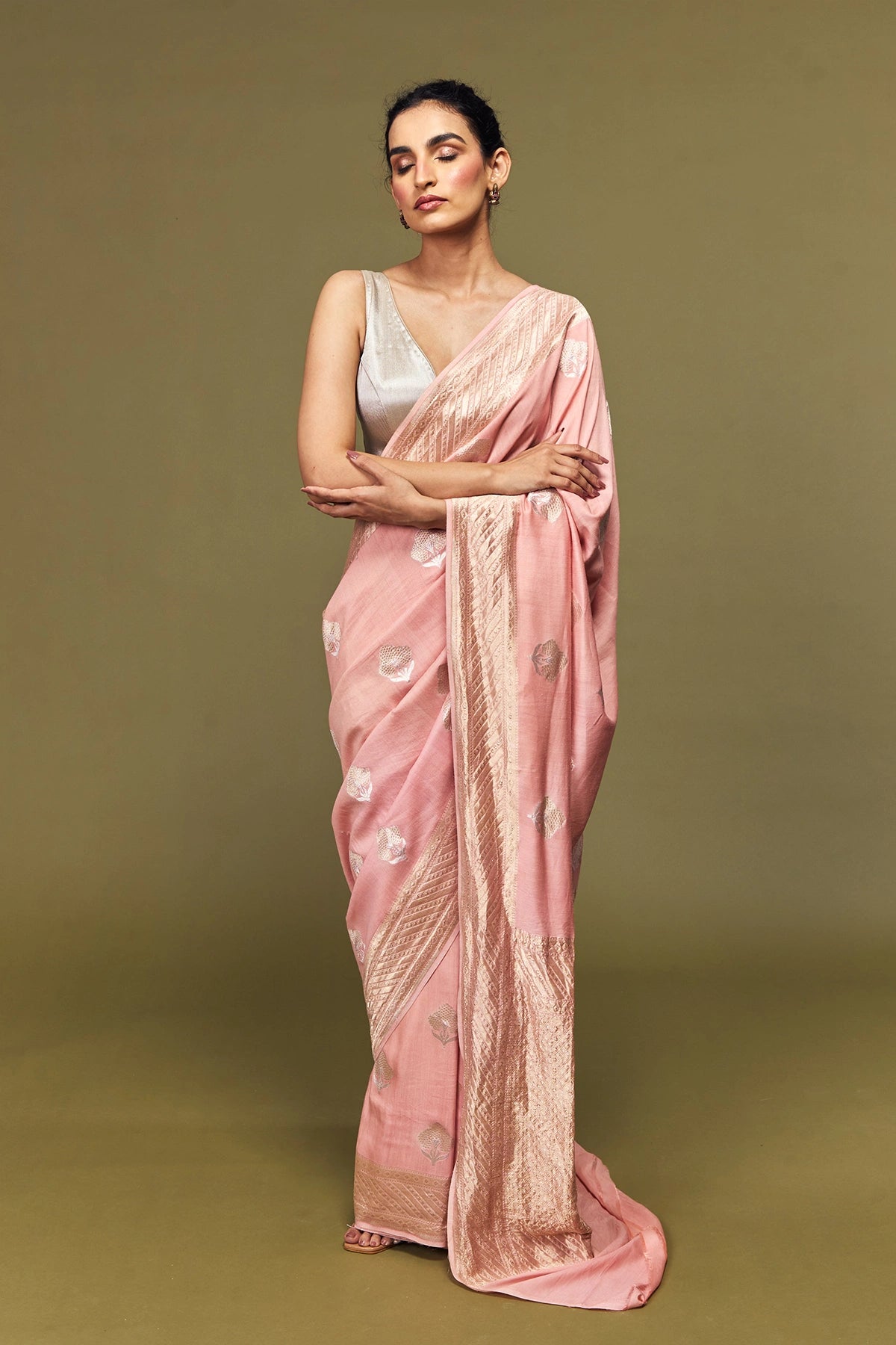 Blush Pink Sona Roopa Munga Silk Banarasi Saree