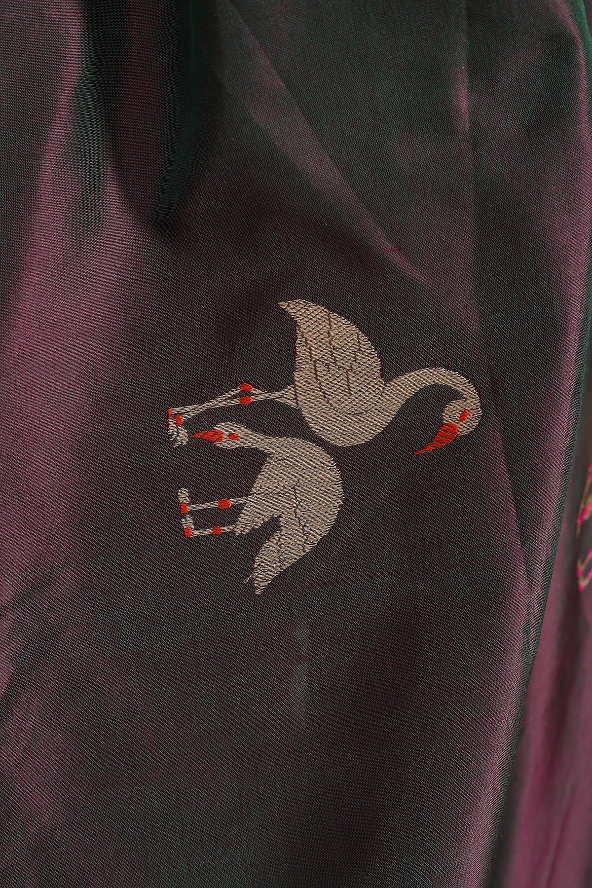 Wine Pure Silk Banarasi Saree with Kadua Swan Motifs