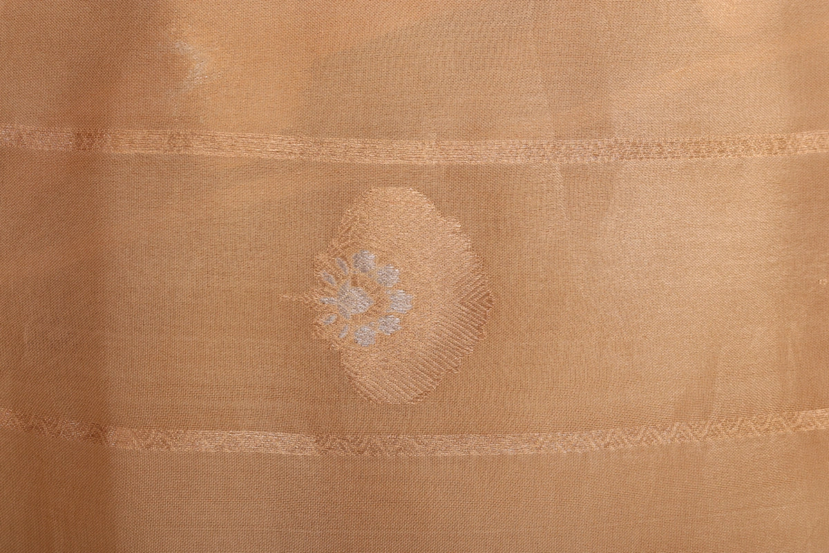 Beige Pure Organza Silk Banarasi Saree with Sona Rupa Weave