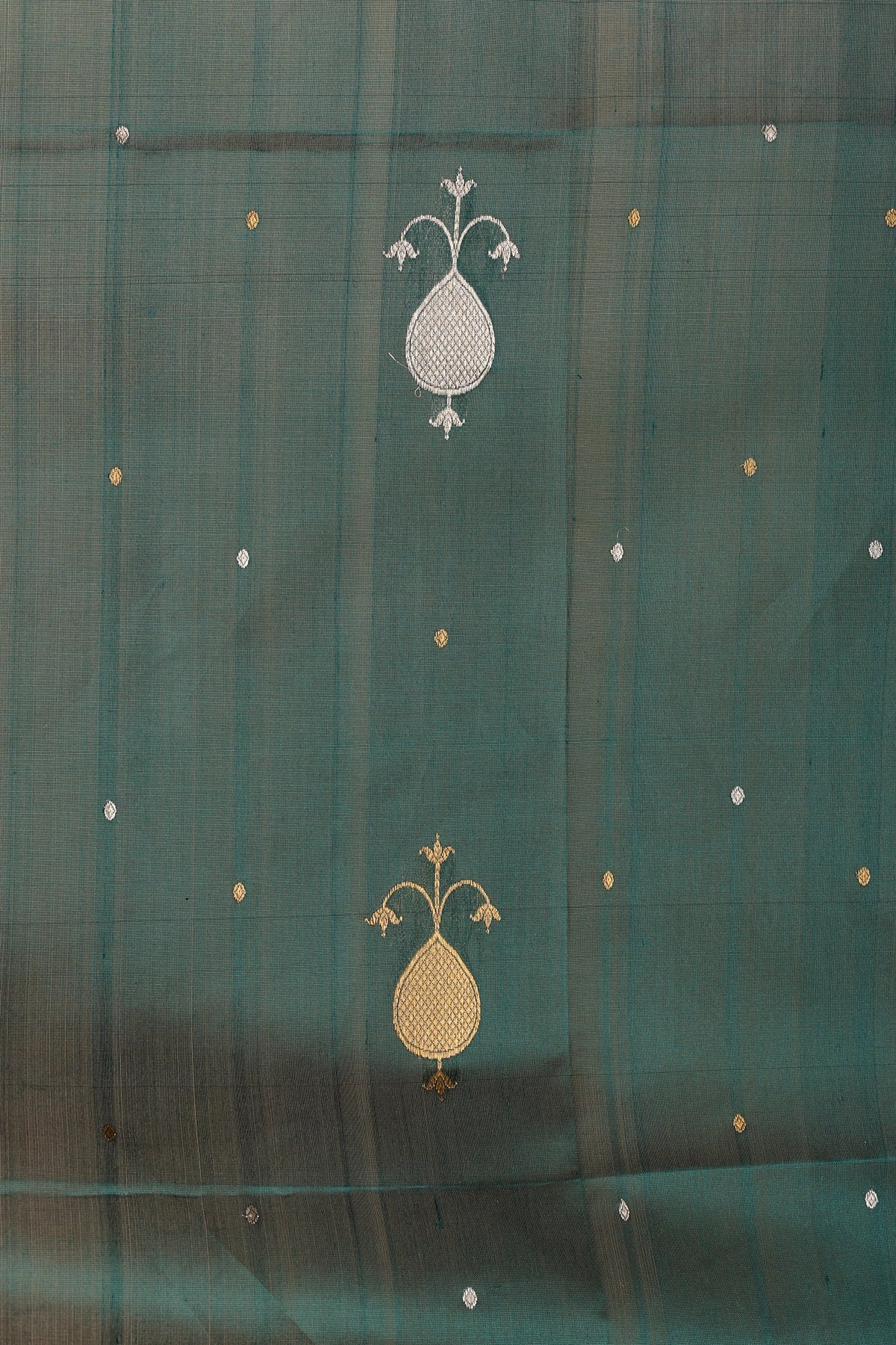 Teal Silk by Silk Chanderi Saree with Zari Border