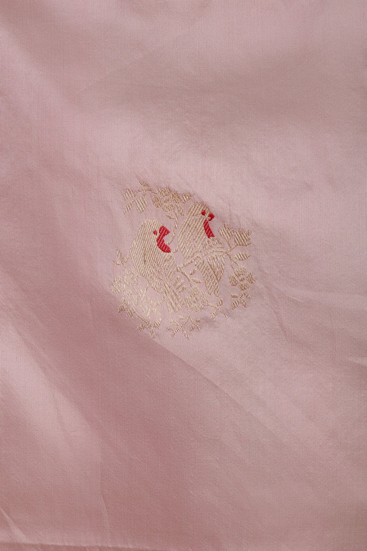 Pastel Pink Pure Silk Banarasi Saree with Kadua Bird Motifs