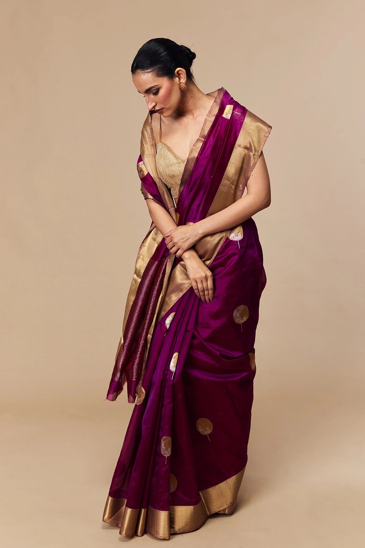 Traditional festive Chanderi saree styling
