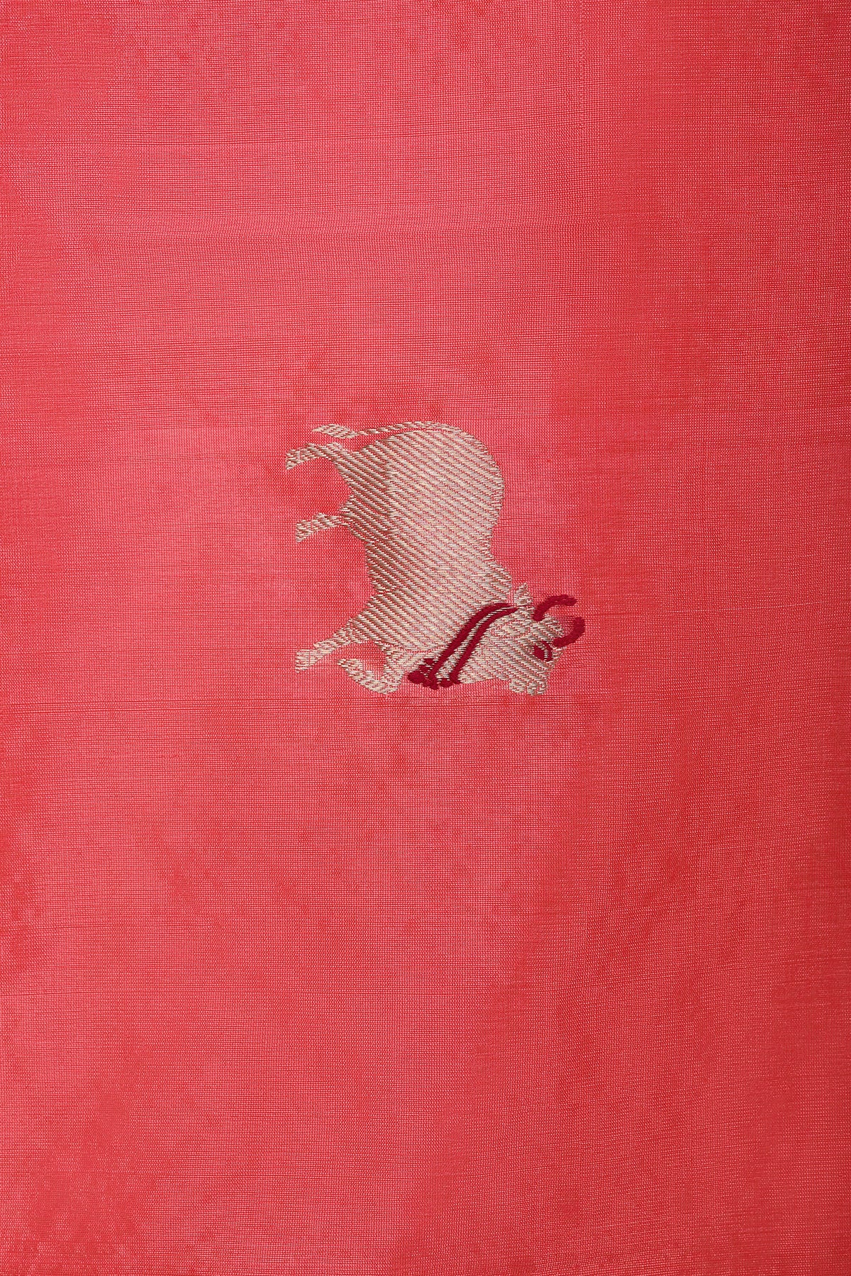 Coral Chanderi Silk Dupatta with Handwoven Nandi Motifs