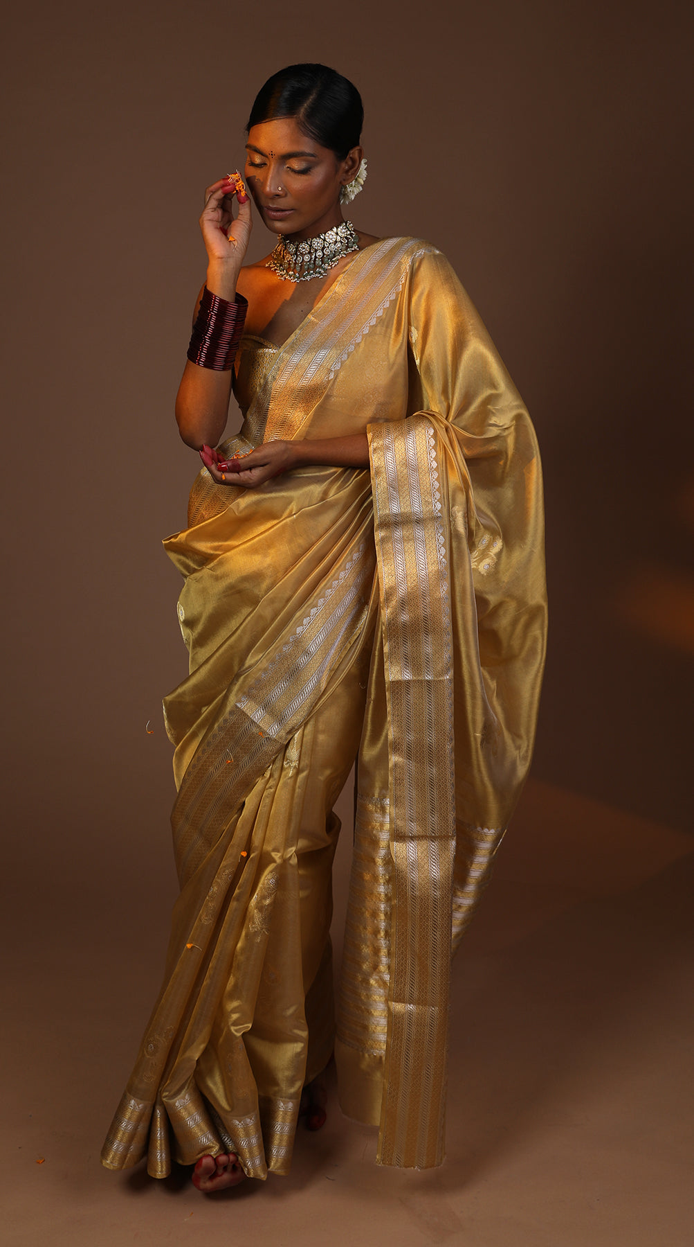 Gold and Silver Pure Soft Silk Pattu Saree