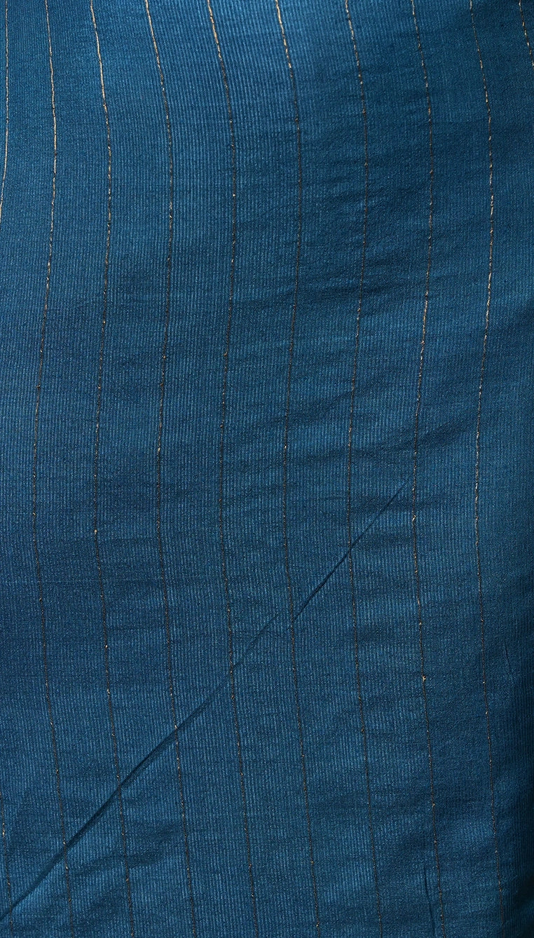 Unstitched blouse piece in matching teal Tussar Shibori design