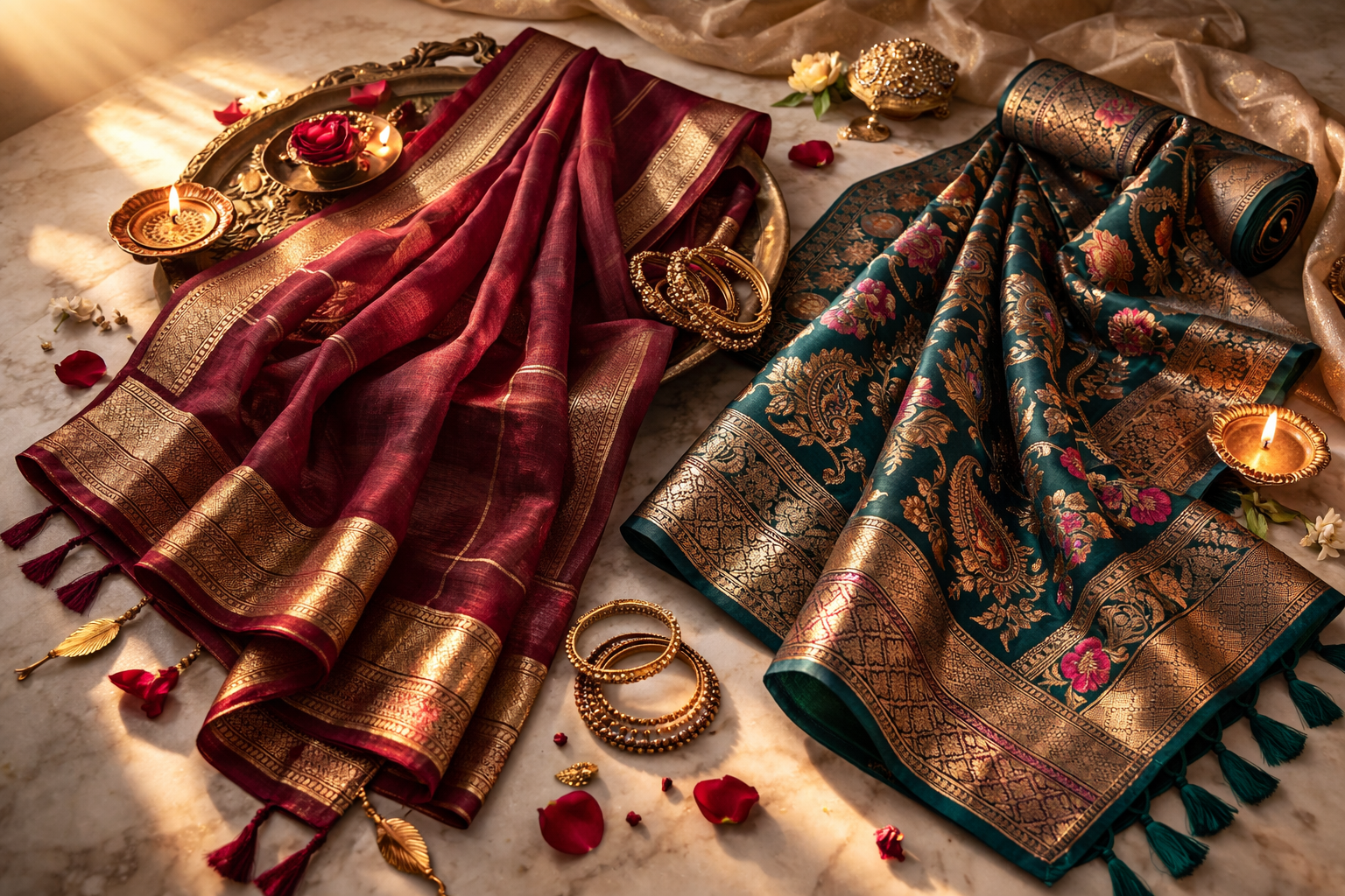 Maroon Chanderi Saree & Tanchoi Brocade Saree: A Complete Guide to India's Most Coveted Handwoven Silks