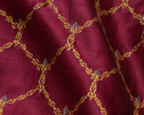 Wine Maroon Trellis Jaal Woven Chanderi Handloom Saree with Silver & Gold Border