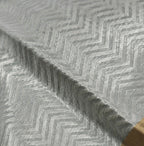 Sage Grey Chevron Textured Woven Chanderi Handloom Saree with Gold Border