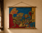 Hand-Painted Kalamkari Hanuman Story Wall Art – Ramayana Artwork