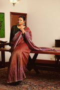 Handspun linen saree with zari work