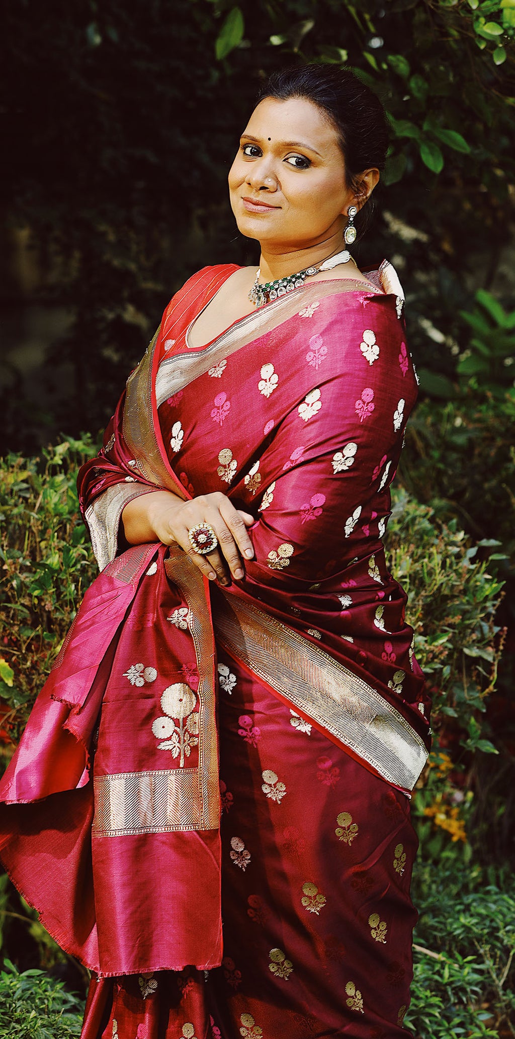 Wine colour pure banarasi silk saree