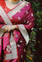 Wine colour pure banarasi silk saree