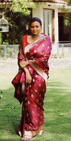 Wine colour pure banarasi silk saree