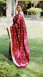 Wine colour pure banarasi silk saree