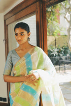 Multicolour pure organza banarasi Rangkat saree