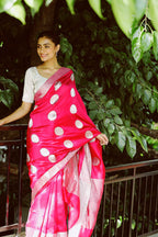 Rani pink pure silk chanderi saree