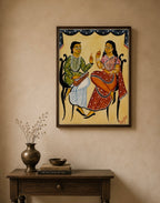 Hand-Painted Kalighat Art – Bengali Couple with Musical Instrument