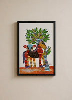 Hand-Painted Gond Art – Deer with Tree of Life