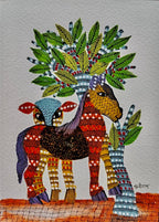 Hand-Painted Gond Art – Deer with Tree of Life