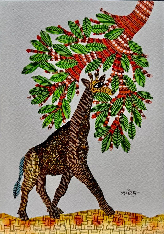 Hand-Painted Gond Art – Deer
