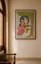 Hand-Painted Kalighat Art – Lord Shiva & Parvati on a Swing