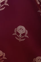 Wine Banarasi Mashru Satin Saree with Zari Floral Weave