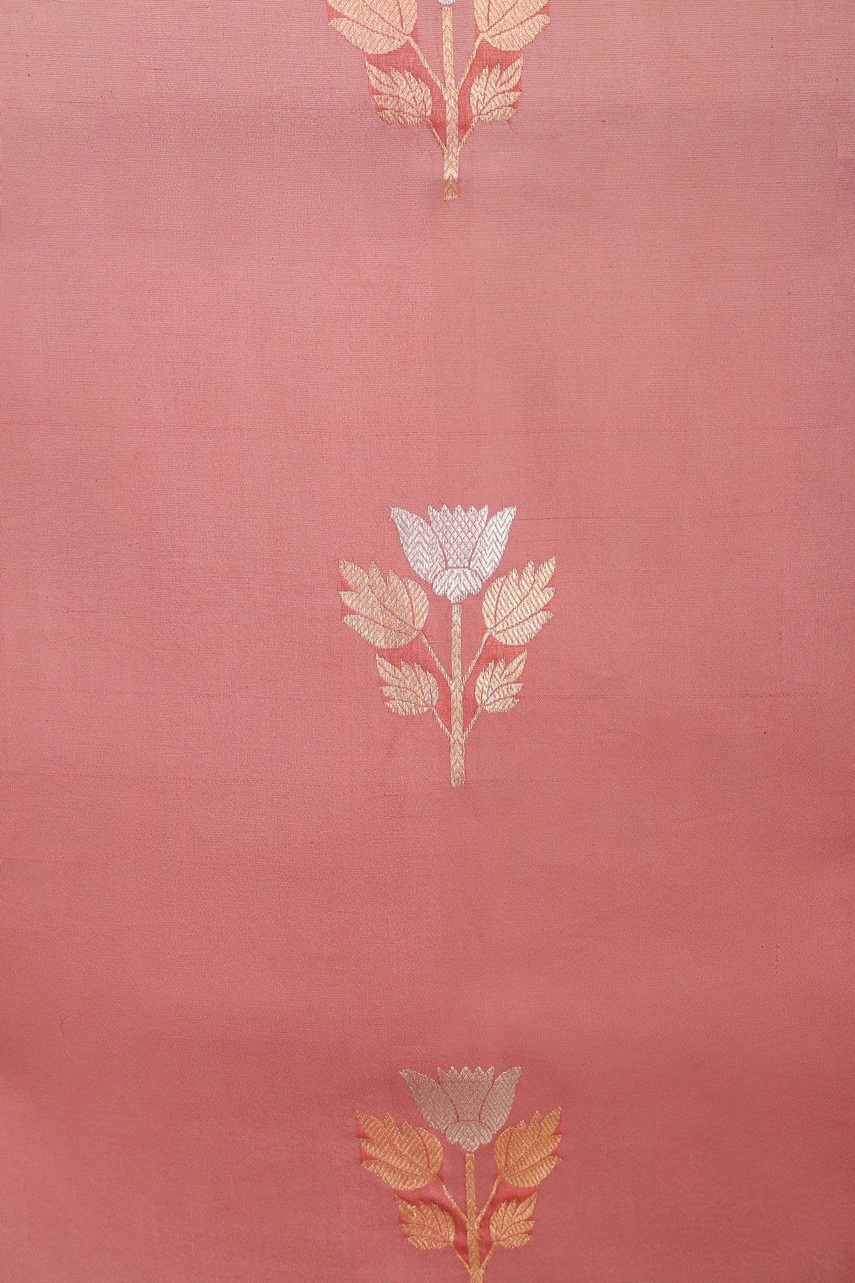 Rose Pink Pure Organza Silk Banarasi Saree with Zari Motifs