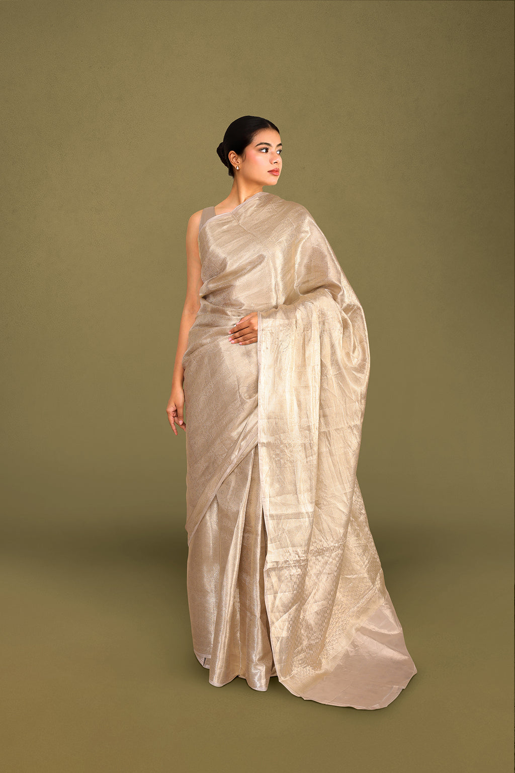 Champagne Gold Tanchoi Brocade Banarasi Silk Saree