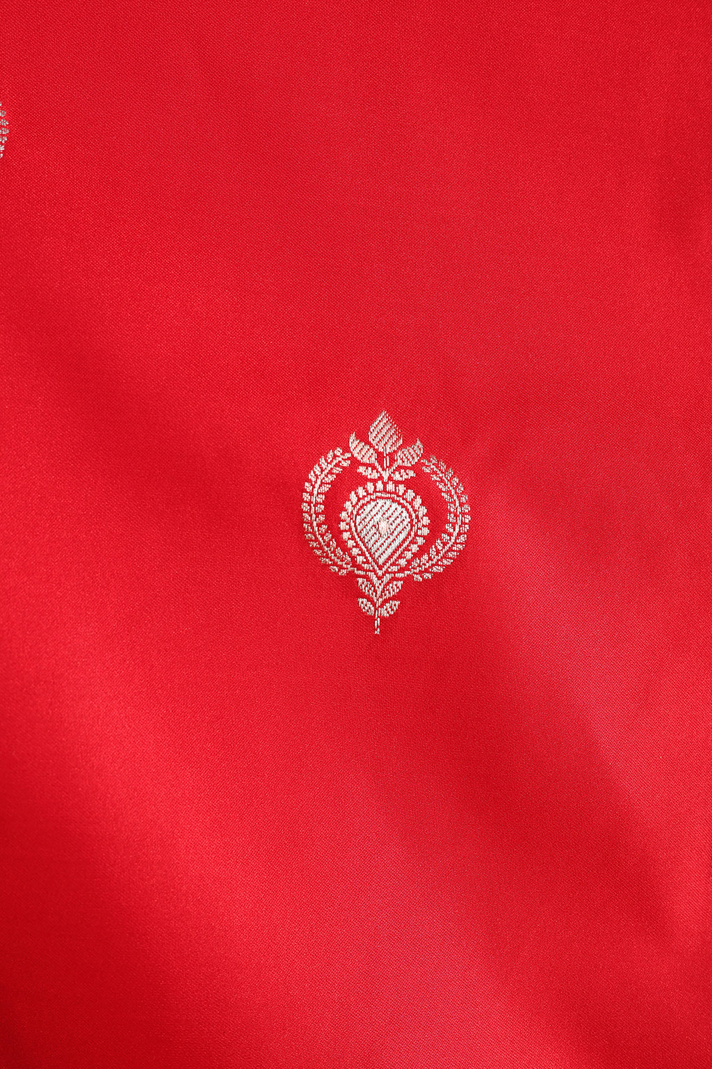 Red Banarasi Mashru Satin Silk Saree with Zari Border