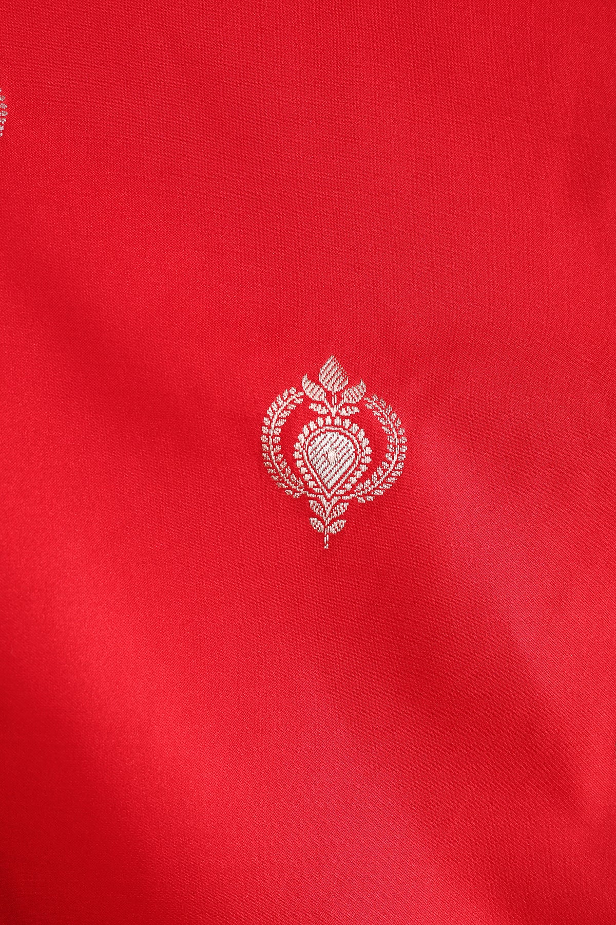 Red Banarasi Mashru Satin Silk Saree with Zari Border