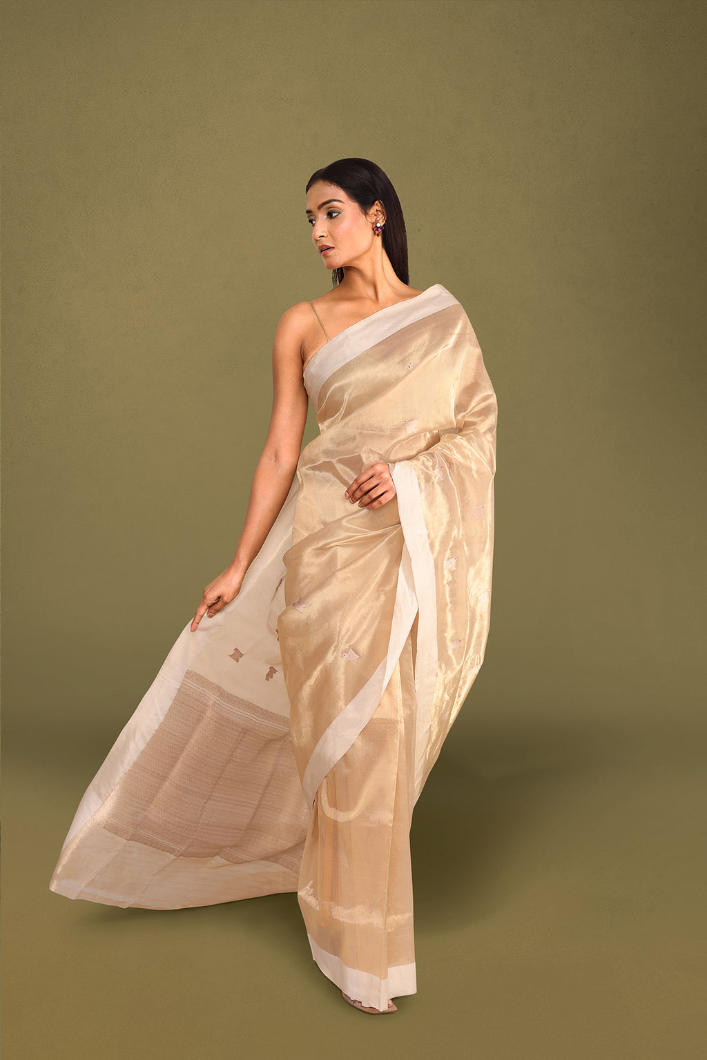 Pure Tissue Banarasi Saree with Handwoven Bird Motifs – Ivory