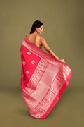 Rani Pink Pure Silk Kadua Weave Banarasi Saree with Bird Motifs