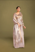 Silver-Gold Banarasi Tissue Saree with Intricate Weaving