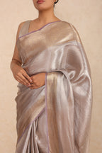 Silver-Gold Banarasi Tissue Saree with Intricate Weaving