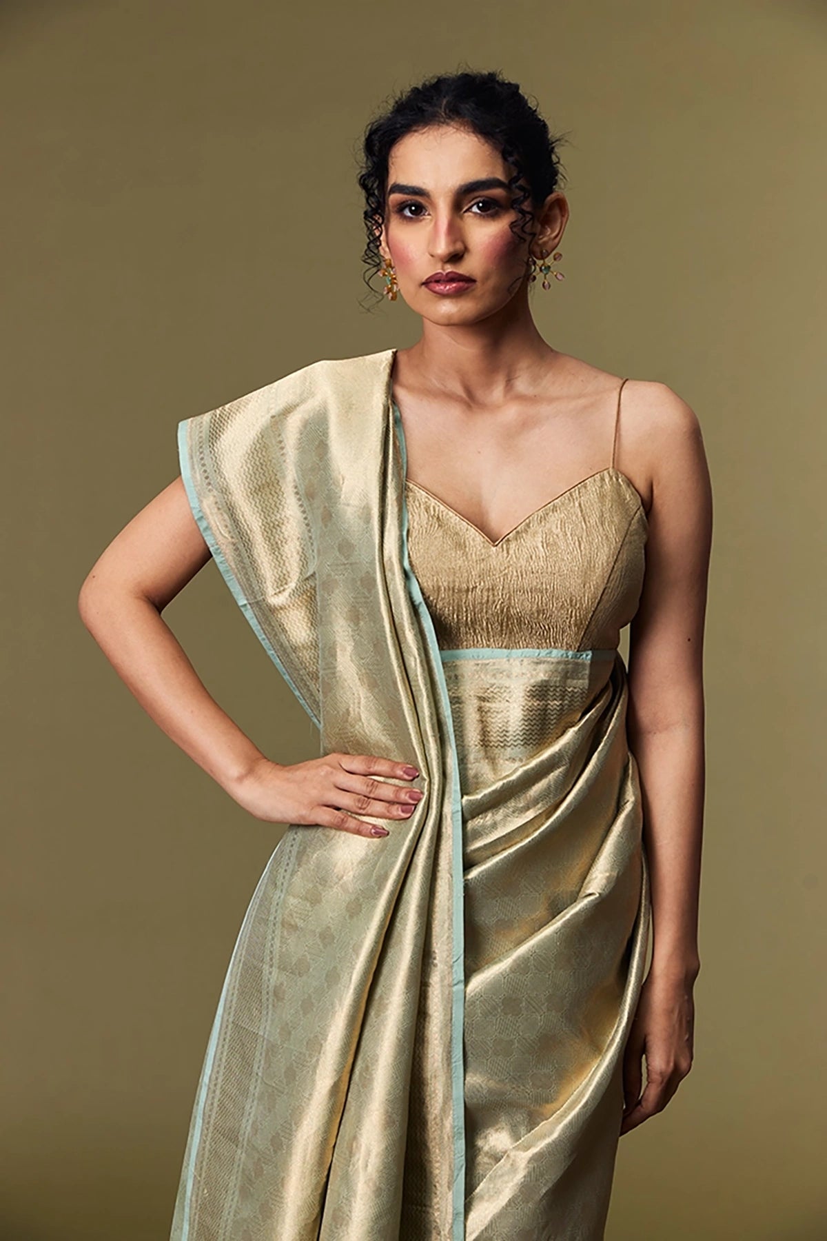 Mint Green Mashru Silk Banarasi Saree with Zari Weave