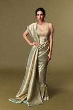 Mint Green Mashru Silk Banarasi Saree with Zari Weave