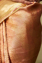 Golden Copper Silk Banarasi Jamawar Brocade Saree