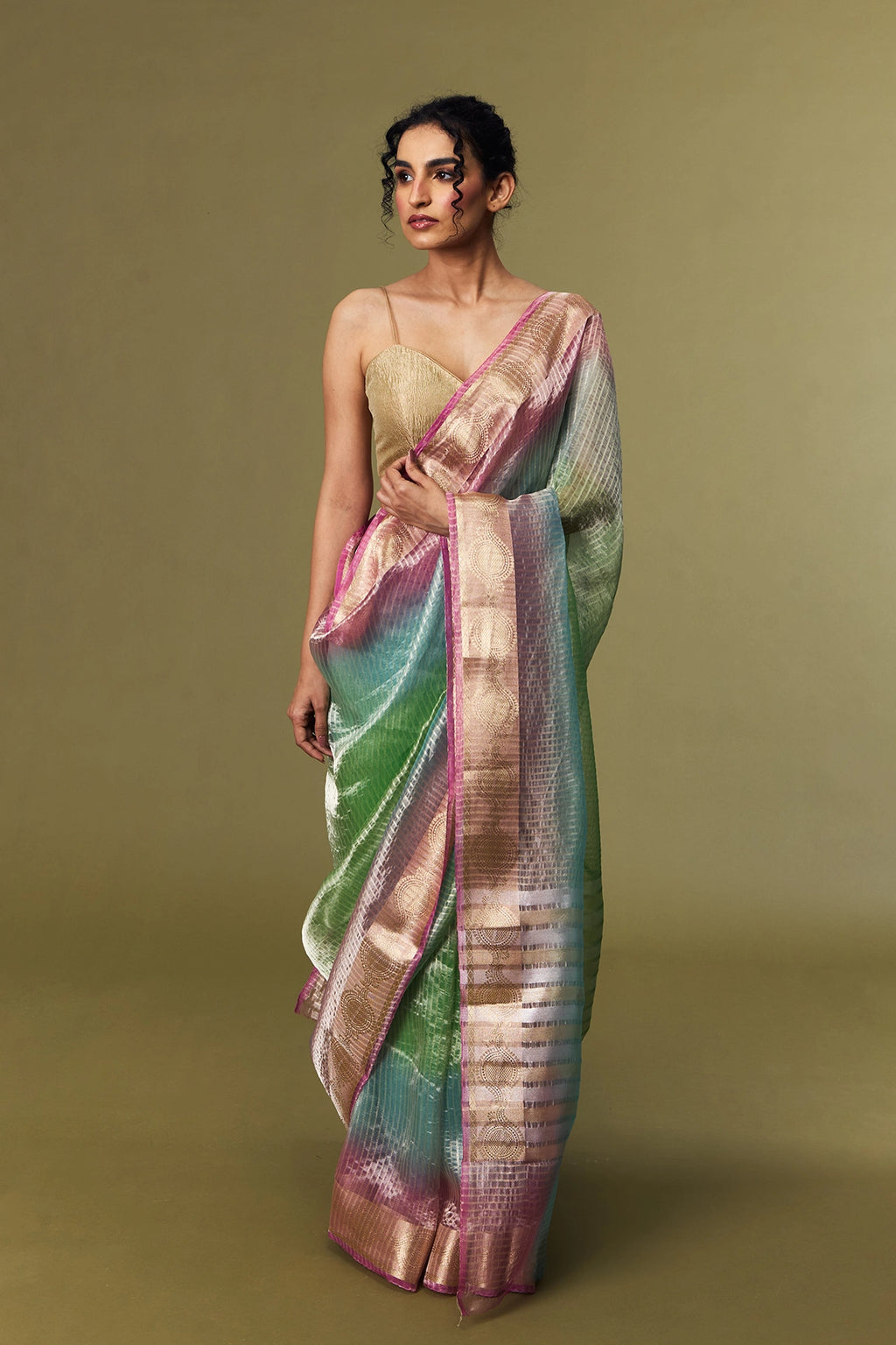 Multicolor Pure Tissue Banarasi Rainbow Saree