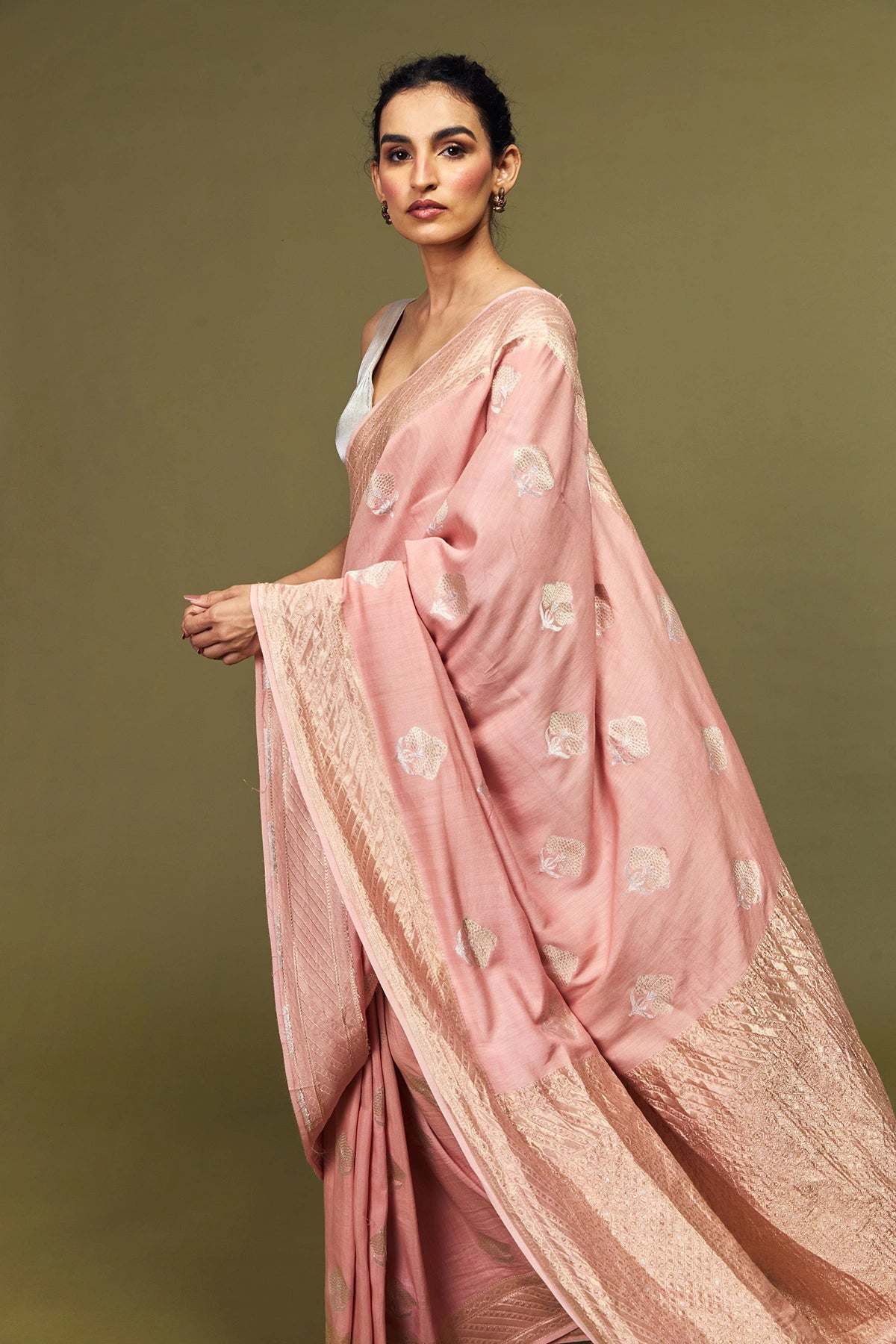 Blush Pink Sona Roopa Munga Silk Banarasi Saree