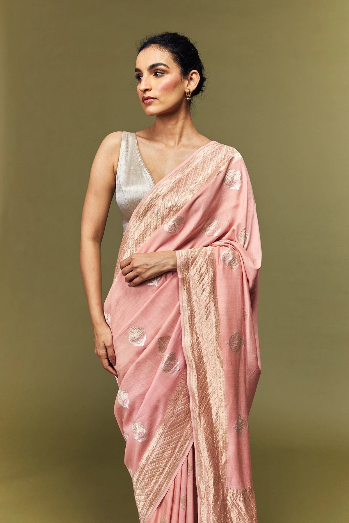 Blush Pink Sona Roopa Munga Silk Banarasi Saree