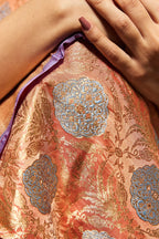 Peach Pure Silk Jamewar Ambose Banarasi Saree