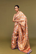Peach Pure Silk Jamewar Ambose Banarasi Saree