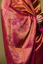 Magenta Katan Silk Banarasi Saree with Silver Zari
