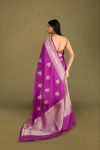 Purple Pure Silk Banarasi Saree with Kadua Weave and Bird Motifs