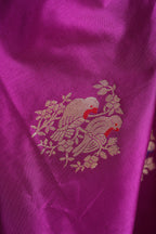 Purple Pure Silk Banarasi Saree with Kadua Weave and Bird Motifs