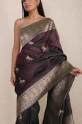 Wine Pure Silk Banarasi Saree with Kadua Swan Motifs